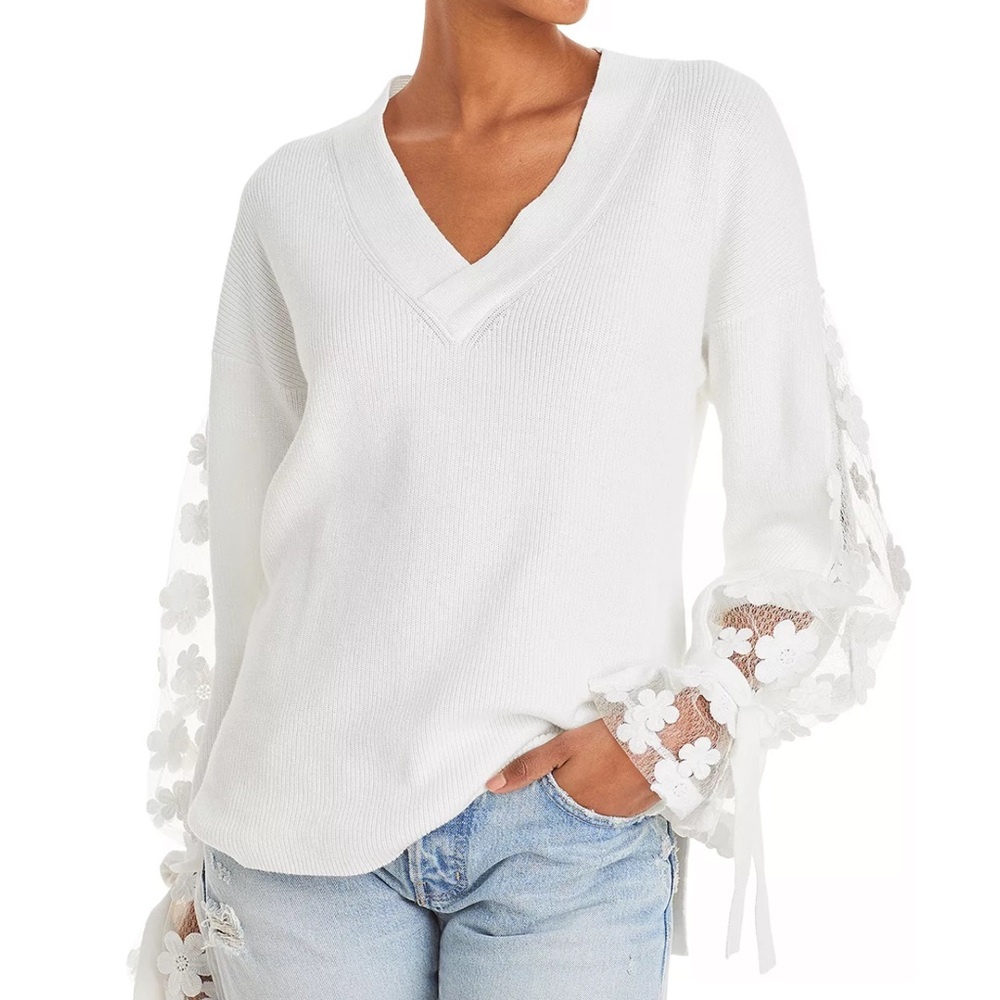 Dex floral lace knit sweater